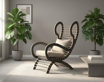 Modern Rocking Chair CNC Plans | Futuristic Plywood Armchair DXF SVG Files (Digital Download)
