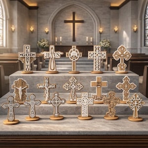 15 Christian Standing Cross CNC-Pläne, Layered SVG (Digital Download)