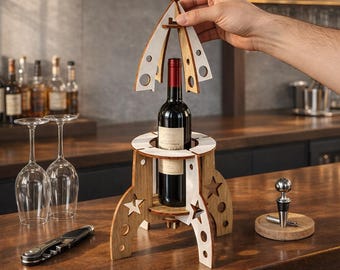 Rocket Bottle Holder Laser Cut File – CNC Router, 6.0mm (Digital Download)