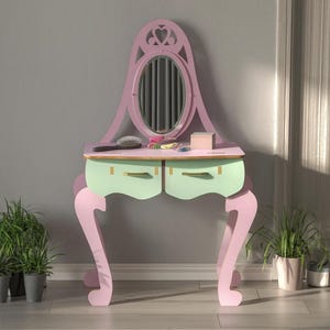 Kids Cnc Vanity Plans | Princess Beauty Station Dxf Svg (Digital Download)