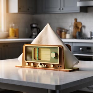 Retro Radio Wooden Napkin Holder Svg: Laser Cut File (SVG, DXF, PDF) image 3