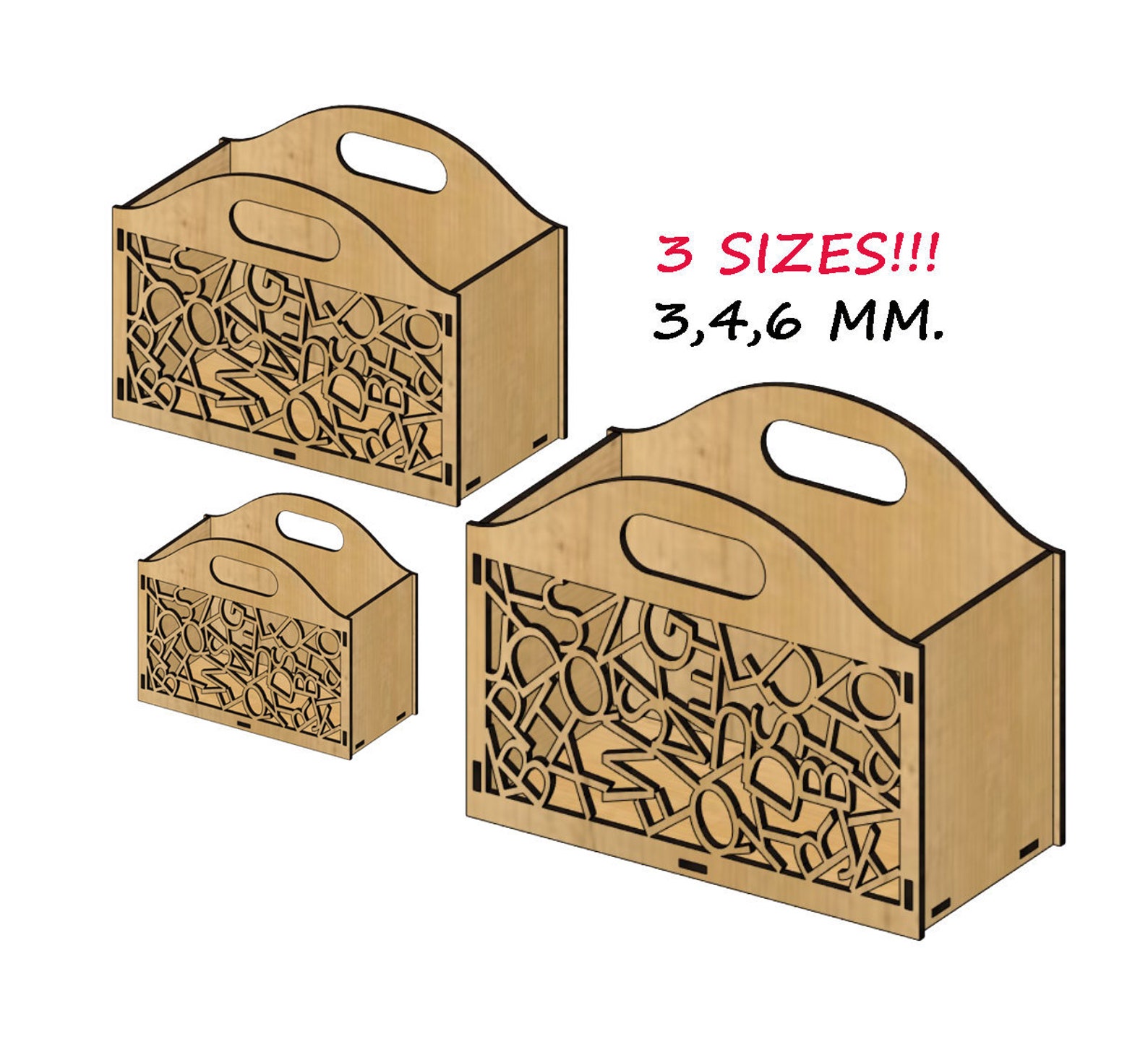 Wooden Tray Box Template Storage Svg for Laser Cut Cdr File Etsy Ireland