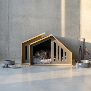Projeto de casinha para animais de estimação em CNC: Casinha moderna para cães/gatos cortada a laser (Download digital)