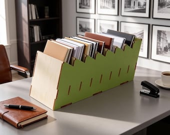 Notebook Holder SVG Laser Cut File | Vertical Desk Organizer (Digital Download)