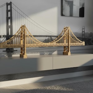 Lasergeschnittenes Golden Gate Bridge Modell: 3D Holzpuzzle (SVG DXF CDR)