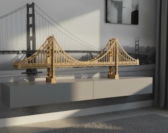 Lasercut Golden Gate Bridge Model: 3D Wooden Puzzle (SVG DXF CDR)