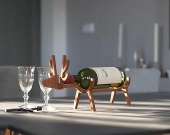 Deer Wine Bottle Holder Laser Cut File – CNC Router, SVG, DXF 3, 10mm (Digital Download)