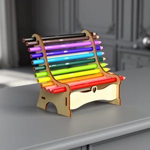 Wooden Bench Pencil Holder Laser Cut File (SVG, DXF, PDF)