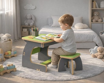 Kids Desk and Chair Cnc Plans | Montessori Toddler Activity Table Dxf Svg Files