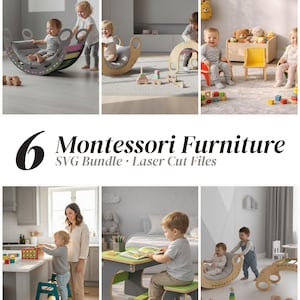 6 Montessori Furniture Bundle | Glowforge xTool Climbing Arch SVG | Toddler Step Stool Chair Laser Cut DXF