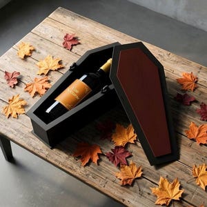 Fichier découpé au laser SVG boîte à vin cercueil, support gothique DXF, déco bar Halloween 4 mm