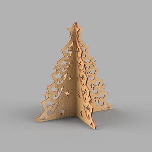 3D Christmas tree stands standing Christmas trees lasercut pine trees laser Xmas tree décor svg wooden xmas tree 3, 4, 6, 8 10 mm