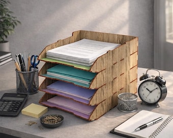 Laser Cut Paper Organizer: CNC Router Files (4.0 mm) (Digital Download)
