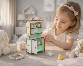 Dollhouse Kitchen Cabinet SVG, Miniature Furniture Laser Cut File (Digital Download)