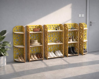 Kunstvolle Laser Cut Regaldatei | Tiered Display Stand Plan | Dekoratives Bücherregal (SVG DXF)