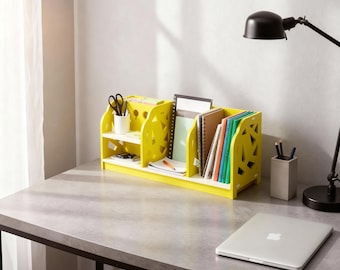 Modern Desk Organizer SVG Laser Cut File | Tabletop Office Storage (Digital Download)