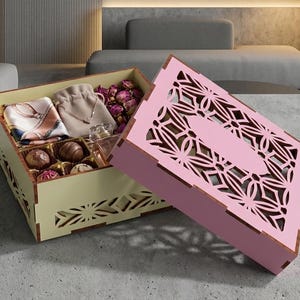 Plywood Gift Box SVG Template, 3mm 4mm Laser Cut Files, Flat Pack Box with Lid, Glowforge xTool DXF