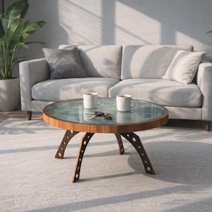 Modern Coffee Table CNC Plans | Round Plywood Sofa Table DXF SVG Files (Digital Download)