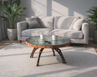 Modern Coffee Table CNC Plans | Round Plywood Sofa Table DXF SVG Files (Digital Download)