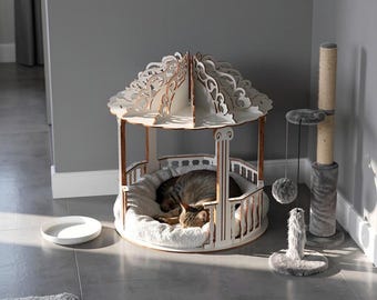 Gazebo Cat House Laser Cut SVG: Luxury Plywood Pet Furniture Plan (DXF, Glowforge Files)
