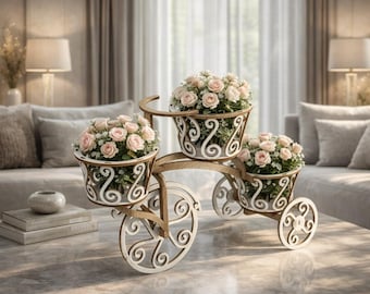 Tricycle Flower Stand SVG: Laser Cut CNC Plan (6.0 mm)
