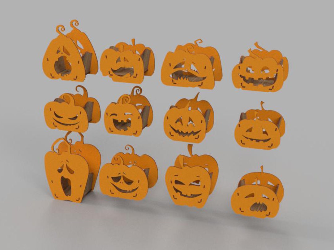 Halloween Pumpkin Lantern Laser Cut File: SVG, DXF, CNC Router (3-6mm ...
