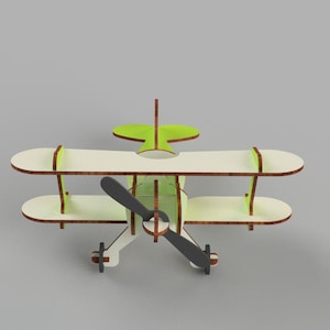 Airplane Wood Toy Digital Files 3D Model Puzzle Hobby Aircraft Plywood Plans Glowforge Svg   Vector Files For Wood Laser Cutting  3, 4, 6 mm