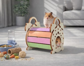 Hamster House SVG Alarm Clock Laser Cut File: Pet Bed Template (Digital Download)