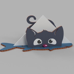 Katze Serviettenhalter aus Holz, Serviettenhalter aus Holz, Serviettenhalter aus Holz für die Küche, Serviettenhalter aus Holz, Rustikaler Serviettenhalter Digitale Datei - 4 mm.