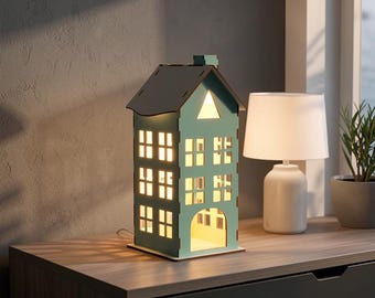 3D Lantern House Laser Cut Design: SVG, PDF, DXF (Digital Download)