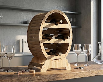 Wine Barrel Rack Laser Cut File SVG DXF, Rustic Wooden Wine Holder (Digital Download)