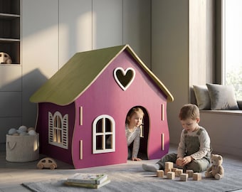 Progetti vettoriali CNC per casetta da gioco: casetta per bambini, 6 dimensioni (download digitale)