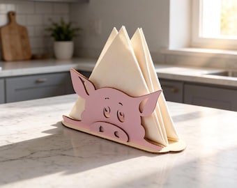 Pig Napkin Holder Vector File: Laser Cut Template (4.00 mm)