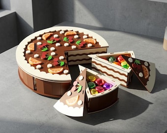 3D Birthday Cake Slice Treat Box: Laser Cut Wood (4mm) SVG File