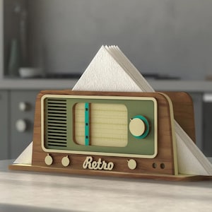 Retro Radio Wooden Napkin Holder Svg: Laser Cut File (SVG, DXF, PDF) image 4