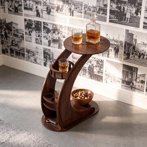 Planos de mesa de minibar de contrachapado curvo, guía para construir un puesto de bebidas moderno (descarga digital)