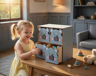Koala Drawer Organizer Laser Cut File | Montessori Plywood Toy Storage (Digital Download)