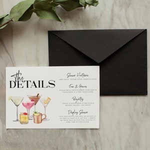 Scheda modificabile con dettagli per addio al nubilato ad acquerello / Modello moderno per addio al nubilato, cocktail party, brunch nuziale, idea cocktail party 2602