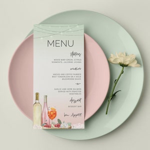Bearbeitbares Blumenmenü Italienische Wurstwaren Wein Aperol Spritz Käse Wein Junggesellenabschied Menü Braut Baby Shower 1514