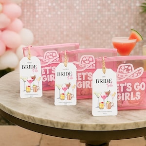 Editable Favor Gift Tag | Watercolor Modern Martini Cocktail Wedding Bachelorette Bridal Party Shower Favor Self Edit Instant Download 2602