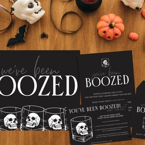 Imprimable Vous avez été boozed Tradition de quartier | Crâne Halloween Fun Friend Gift Trick Boozed Card Sign Tag Alcool Boozed Sign 2102