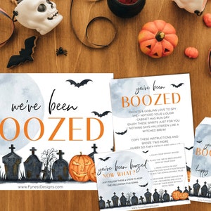 Vous avez été ivre imprimable | Carte d’Halloween Trick or Treat Boozed, signe et étiquette | Nous avons été ivres Panneau Tradition de quartier 1201