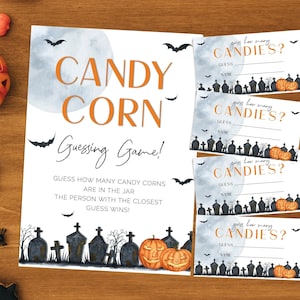 Halloween Guess How Many Candies Halloween Party Instant Download |  Halloween Printable Pumpkin Shower Game | Printable Candy Game 1201