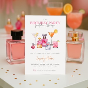 Editable Perfume Themes Party Invitation Template Perfume Swap Birthday Bridal Shop Happy Hour Cocktails Invite 2610