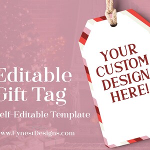 Editable Candy Cane Custom Gift Tag Red | Template Christmas Elf Ideas Instant Download Holiday Season Kids Elf Favor Tag 905