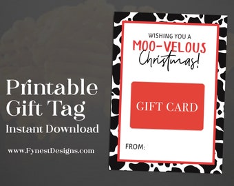 Printable Chicken Giftcard Holder Teacher Xmas Appreciation Wishing you a Moo-velous Christmas Easy Gift Idea FastFood Instant Download 2703
