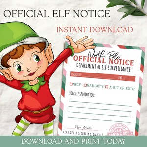Boleta de calificaciones de elfos de Navidad imprimible del jefe de actividad de seguridad / Notas de Elf Ideas Descarga instantánea Temporada navideña Niños Elf 905
