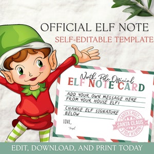 Bearbeitbare Weihnachtself-Notiz Notiz von der Elf-Vorlagenaktivität | Notizen Von Elfen Ideen Printable Sofortiger Download Urlaubssaison Kinder Elfe 905