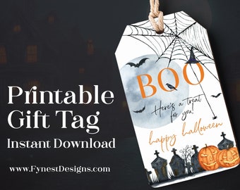 Halloween Gift Tag No Here’s a Treat for You Printable Boo Halloween Trick Or Treat Gift Tag Halloween Ghost Party Favor Gift Tag 1201