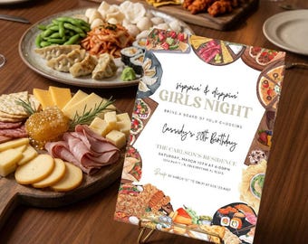Bearbeitbares Charcuterie Board Night Party DIY Board BYOB Brautdusche Einladung Canva Vorlage | Girls Night Ideen Hen's Night 1509